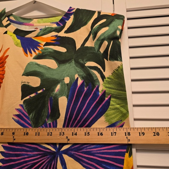 FARM RIO Sand Macaw Jungle Organic Cotton T Shirt Dress Sz M and L Tropical Boho - Picture 15 of 16
